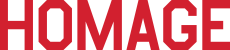 HOMAGE logo in red block letters