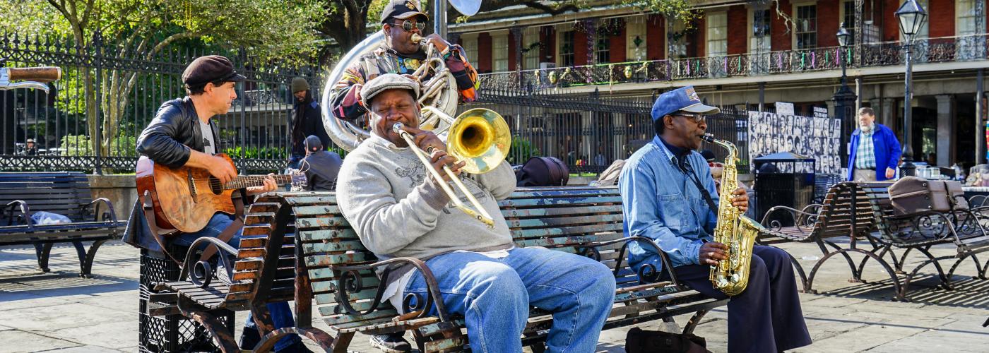 Brass Band am Jackson Square - Straßenmusiker - Frühling