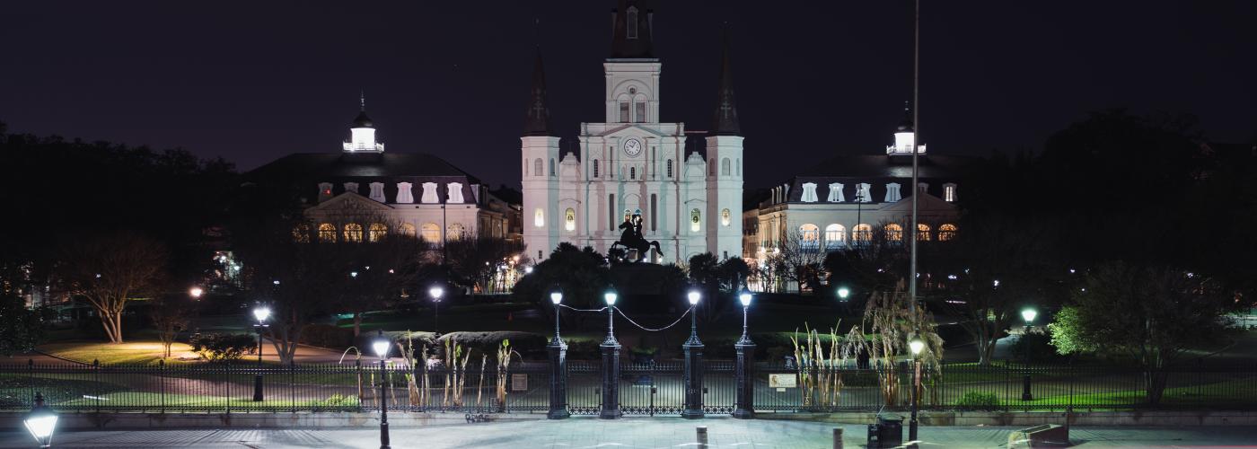 Jackson Square and St. Louis Cathedral at night