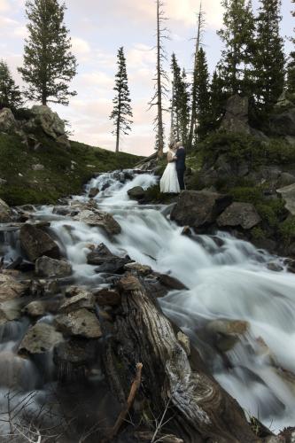 Wedding photo below Lake Marie Falls