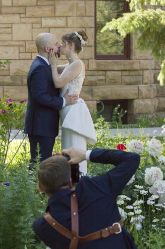 photographer Brian Harrington getting the perfect shot at Historic Ivinson Mansion in Laramie