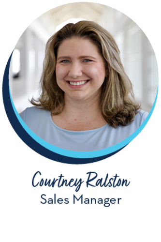 A woman with brown hair and a light blue shirt smiles at the camera. Courtney Ralston Sales Manager