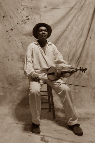 B&W photo of Solomon Northup re-enactor