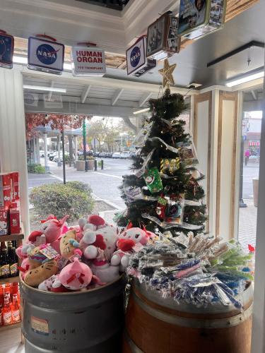 rocket fizz decorated at christmas