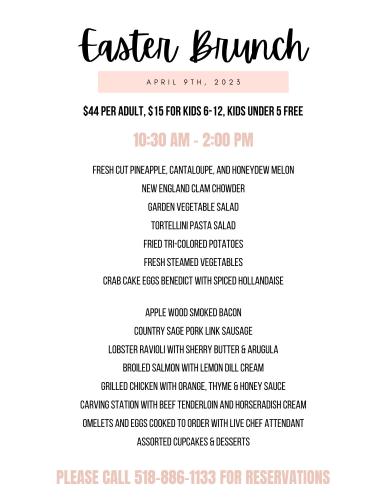 Printed Diamond Club Easter menu
