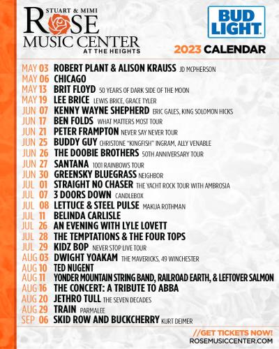 2023 Rose Music Center Concert Calendar