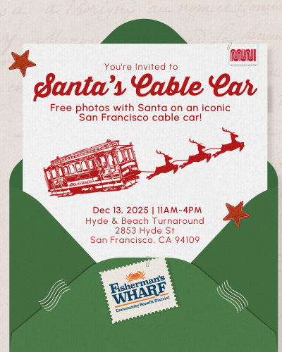 Santa's Cable Car December 13, 2025; Free photos with Santa on an iconic San Francisco Cable Car.