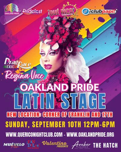 Latin Stage Performer Regina Voce at PrideFest in oakland california