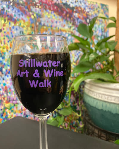 A wine glass from the Stillwater Art and Wine Walk