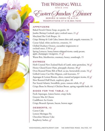 wishing well menu easter 2025