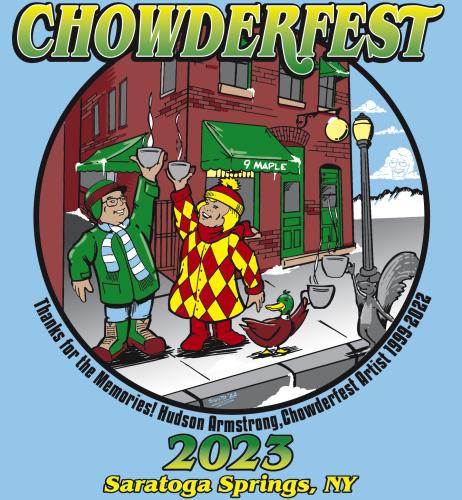 2023 Chowderfest logo on light blue background