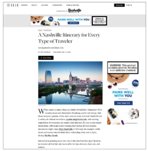 This is an example of a formatted co-op custom content article with Town & Country.