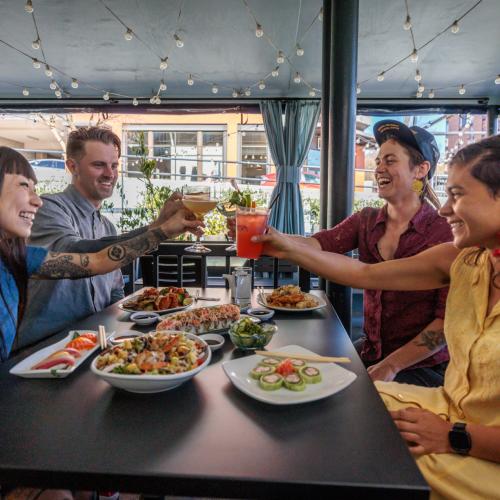 Couples Toasting at Chuck's Fish