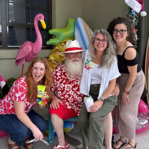 Santa posing for photos on Main Street