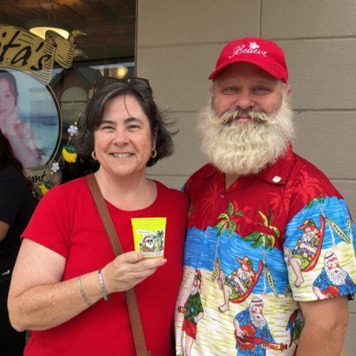 Couple enjoying Christmas in July