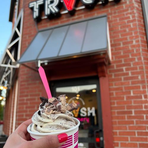 a picture of one of trash creamery's ice creams in the front of their store - used for an ice cream blog