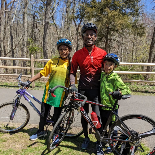 family on bikes