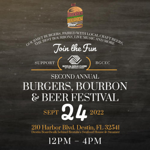Join the fun at the Burgers, Bourbon, and Beer Festival September 24, 2022