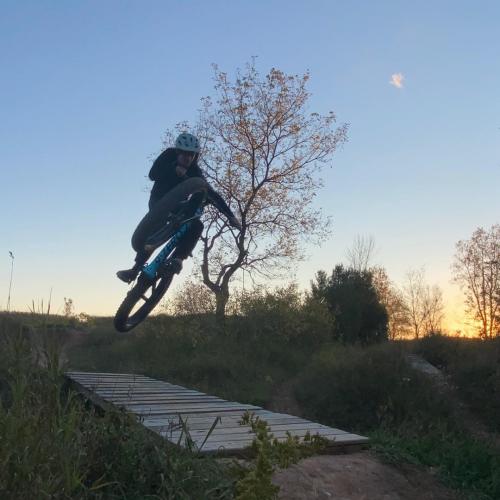 Biker going over a bridge on the baird creek trail