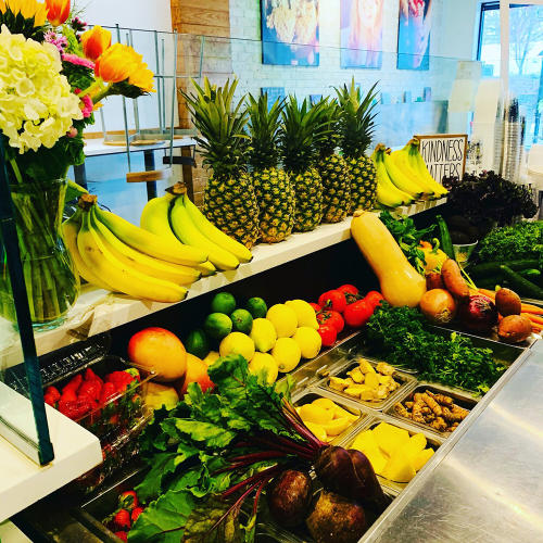 The JuiceVibes fruit used to make smoothies on display.