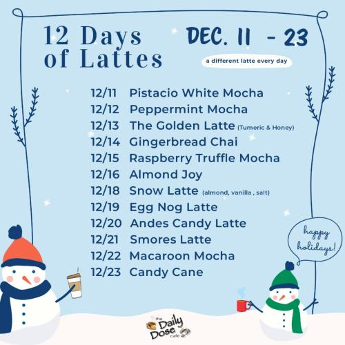12 Days of Lattes at The Daily Dose Cafe