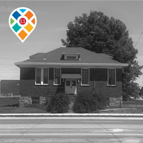 Black and white photo of Crutchfield School No. 6, Lawrence, KS