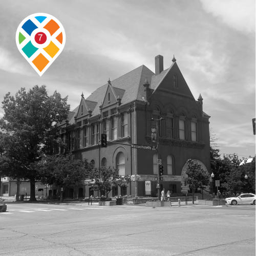 Black and white photo of Watkins Museum of History, Lawrence, KS