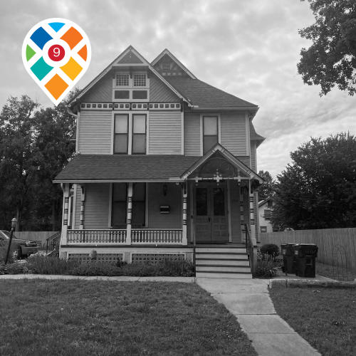 Black and white photo of Eugene F. Goodrich house in Lawrence, KS