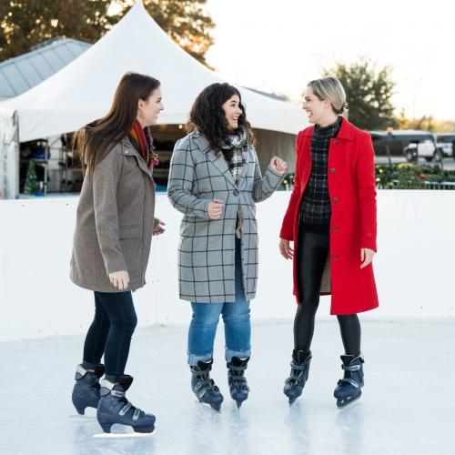 group of friends ice skating