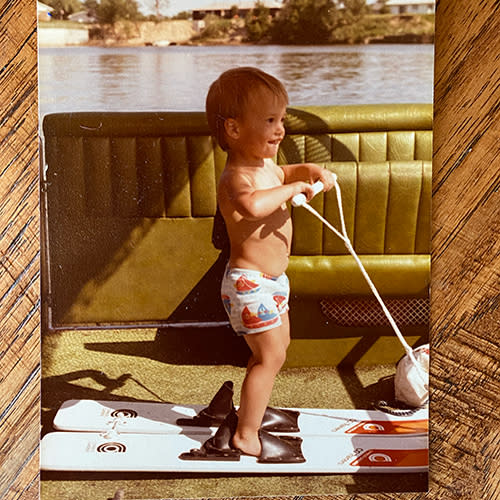 Daniel Jarrett's first waterskiing lesson.
