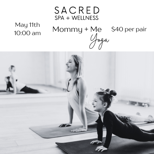 Mommy and me yoga promotion black and white flyer