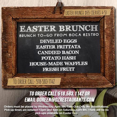 Boca Easter menu listed with ordering info