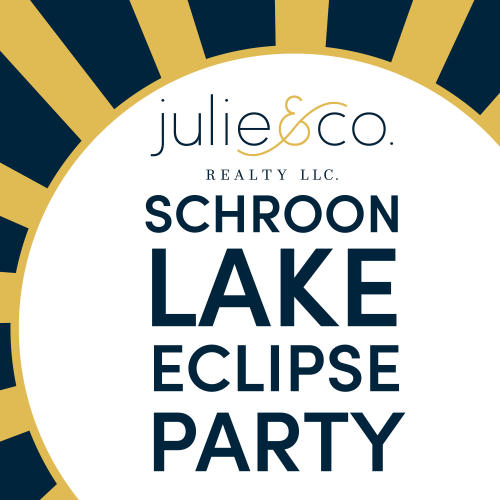 Graphic with logo and Schroon Lake Eclipse Party