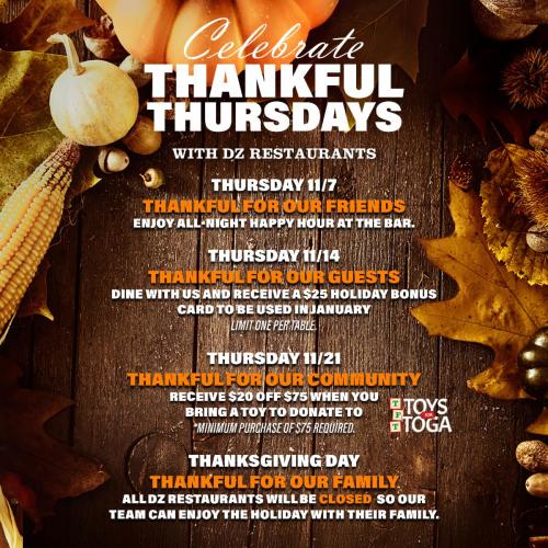 thankful thursdays promotional flyer
