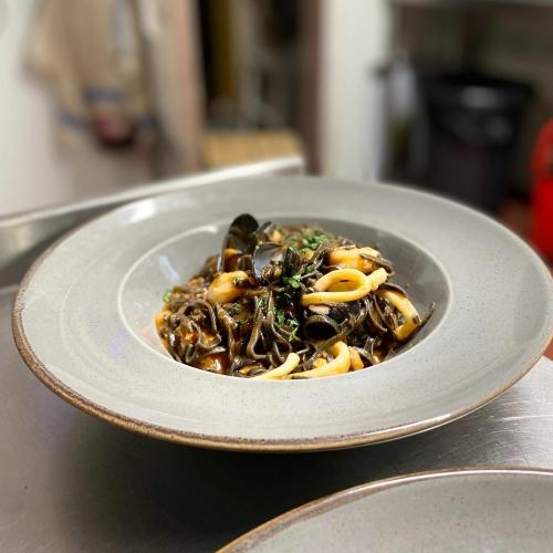 Bowl of seafoord linguie at Max's Brasserie