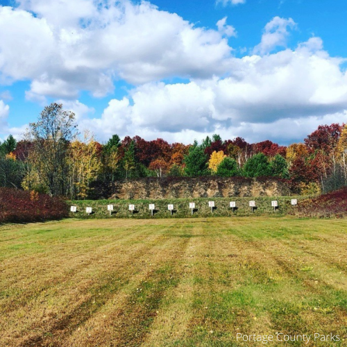 shooting range, fall, trees
