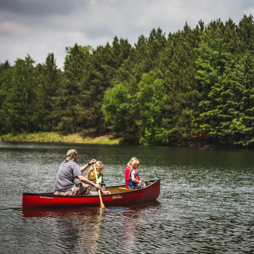 canoe, family, water