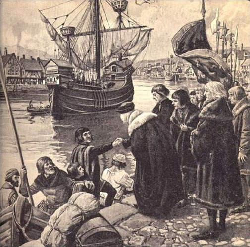 A painting of the Matthew leaving Bristol in 1497 - Credit J A Cochrane