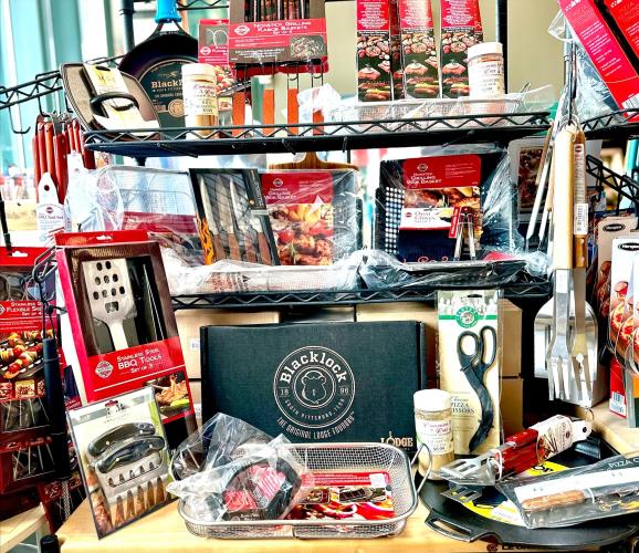 Display of cooking and BBQ tools and spices