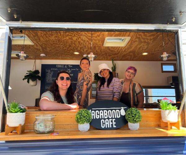 A group of four young women manning Fayetteville's Vagabond Cafe food truck