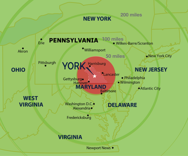 to Explore York, a visitor is considered anyone from beyond a 50 mile radius outside York County, PA