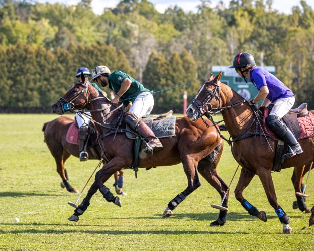3 competitors playing polo