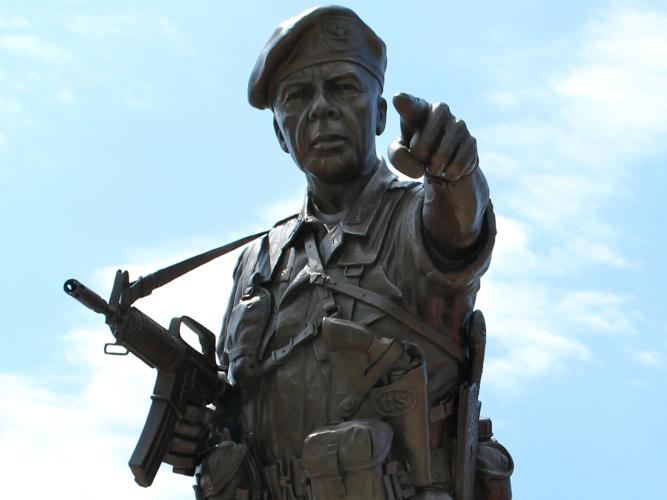 Cropped Image of Statue on Fort Bragg
