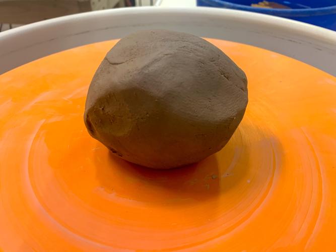 Ball of clay on Potter's Wheel