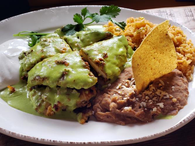 El Camino Panko Crusted Chicken with Rice and Beans