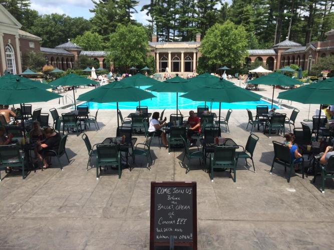 Catherine's in the Park patio area with pool at Saratoga Spa State Park