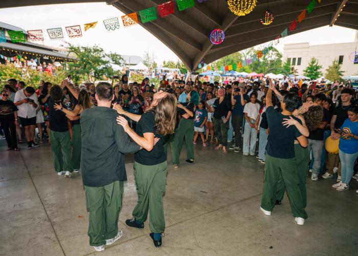 Dancers perform for a crowd during the CulturA Festival at The Orion Amphitheater in Huntsville.