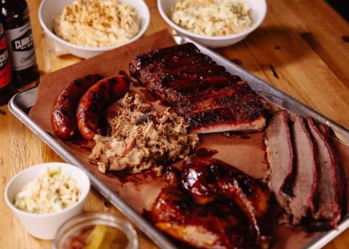Plate of barbecue with sides