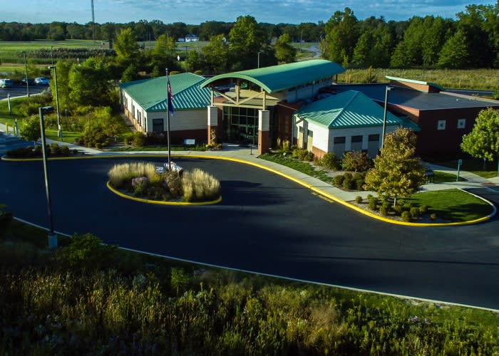 Aerial view of the Visitors Center