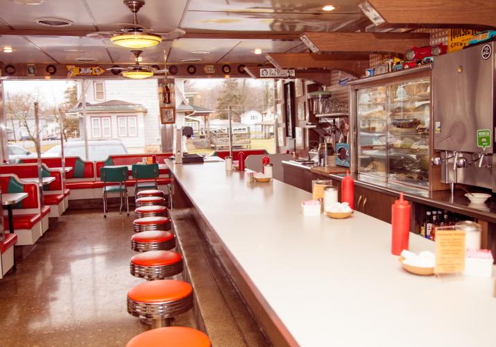 Empty Diner tables at Connie's Diner